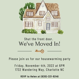 Watercolor Housewarming Invite, Sage Green Housewarming Invite, Custom ...