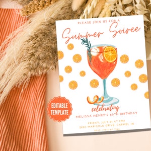 Summer Soiree Aperol Spritz Party Invitation, Summer Spritz Soiree Party Invite, Aperol Spritz Party Invite, Summer Splash, Italian Summer