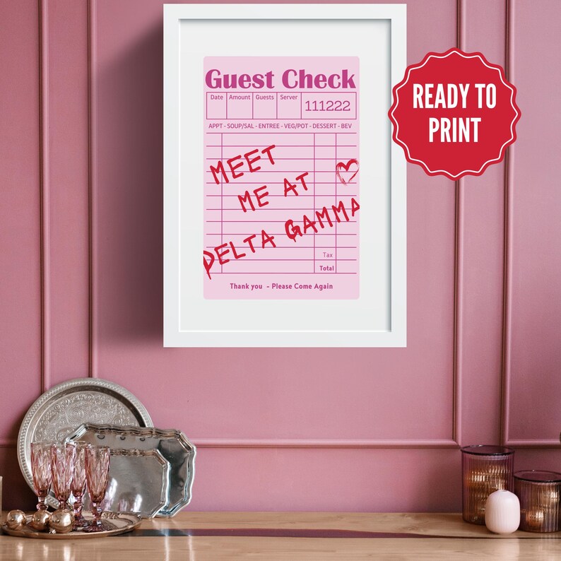 Delta Gamma Sorority Girl Print Greek Gift Sorority House Art Bid Day