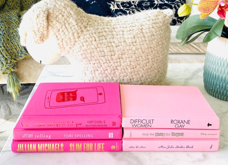 PALE or SHOCKING PINK Decorative Books Pick One Set of 3 Pale Pink: or a 3 Book Stack of Shocking Pink Books For Your Bookshelf Decor image 3