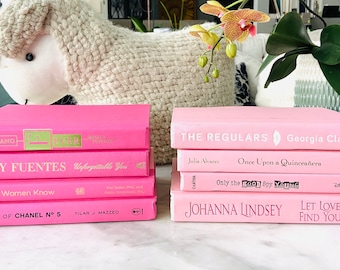 PALE or SHOCKING PINK Books for Decorating Pick One Set of 4 Pale Pink: or a 4 Book Stack of Shocking Pink Books For Your Bookshelf Decor