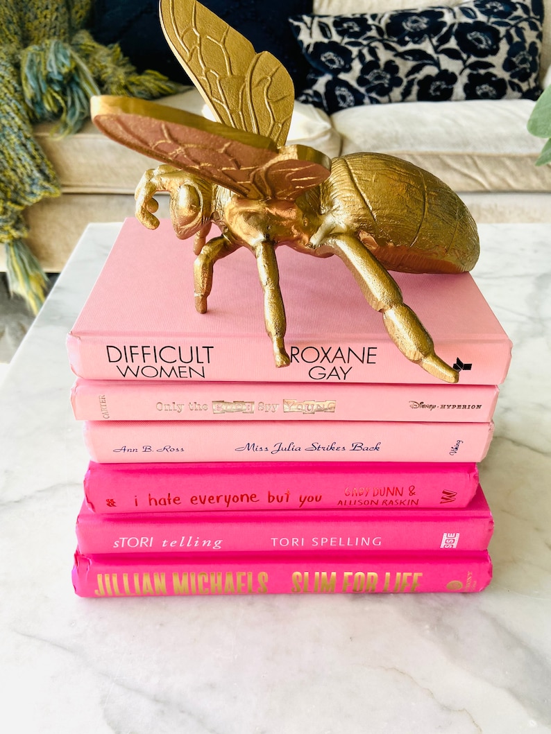 PALE or SHOCKING PINK Decorative Books Pick One Set of 3 Pale Pink: or a 3 Book Stack of Shocking Pink Books For Your Bookshelf Decor image 7