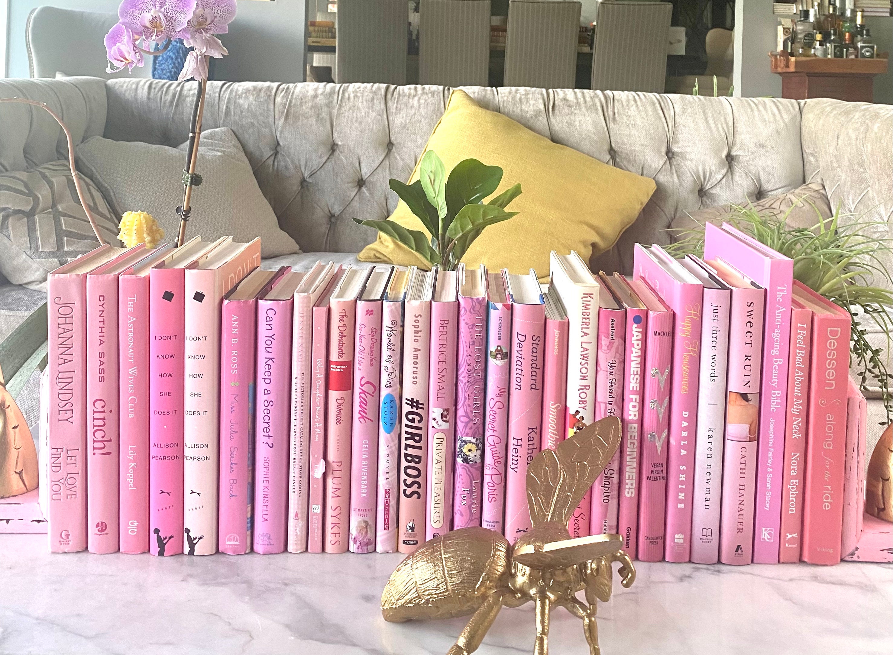 iCanvas 'Book Shelf Full Of Rose Gold, Grey, And Pink Fashion