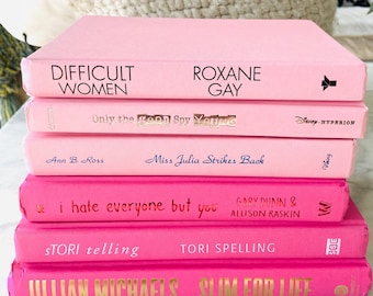 PALE or SHOCKING PINK Decorative Books Pick One Set of 3 Pale Pink: or a 3 Book Stack of Shocking Pink Books For Your Bookshelf Decor