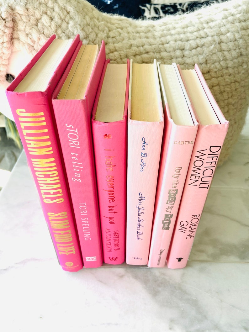 PALE or SHOCKING PINK Decorative Books Pick One Set of 3 Pale Pink: or a 3 Book Stack of Shocking Pink Books For Your Bookshelf Decor image 2