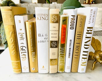 GOLD & WHITE BOOKS - Decorative  Books - Bold Gold - Neutral Gold Styling. Staging with Gold.