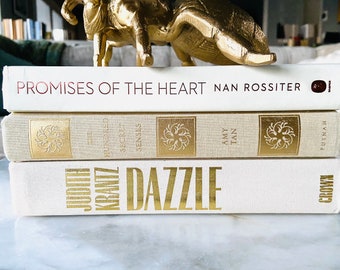 WHITE & GOLD  BOOKS. These 3 Decorative Book Sets will make a Dramatic Statement of Style in your Home.