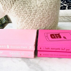 PALE or SHOCKING PINK Books for Decorating Pick One Set of 2 Pale Pink: or a 2 Book Stack of Shocking Pink Books For Your Bookshelf Decor