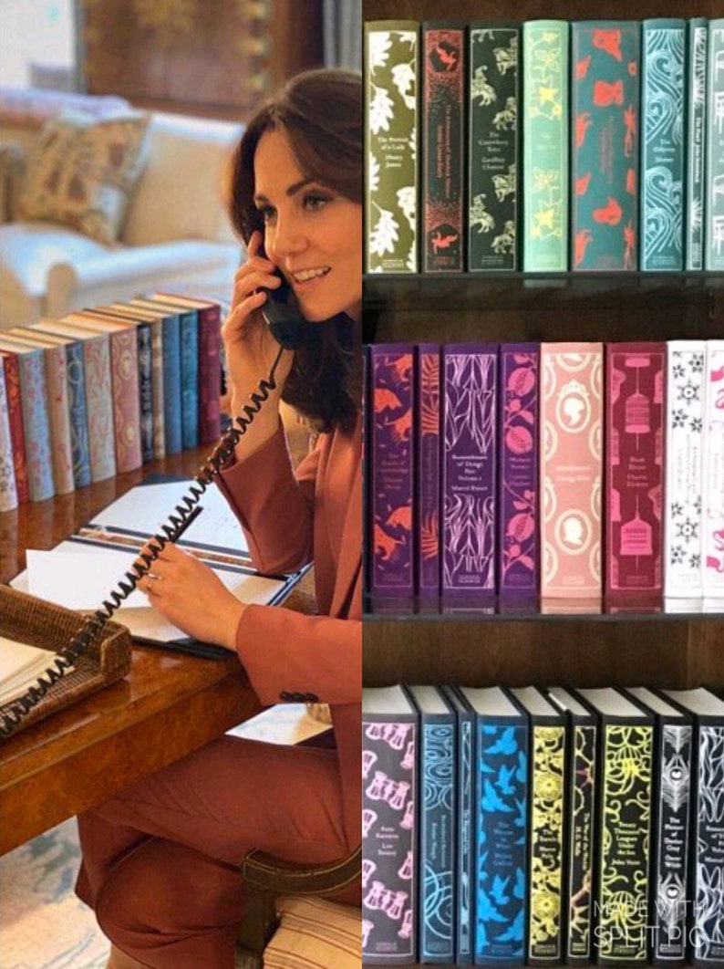 Puede incluir: Una mujer con un traje marr&oacute;n est&aacute; hablando por tel&eacute;fono mientras est&aacute; sentada en un escritorio con una pila de libros. Los libros tienen cubiertas coloridas con varios dise&ntilde;os. Los libros est&aacute;n dispuestos en un estante en el fondo.