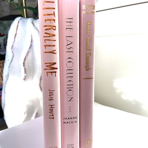 The LIGHTEST OF PInk  DECORATIVE Books . 3 Delicate Sweet  Super Pale Pink Books For Home Staging, Bookcase / Home Styling
