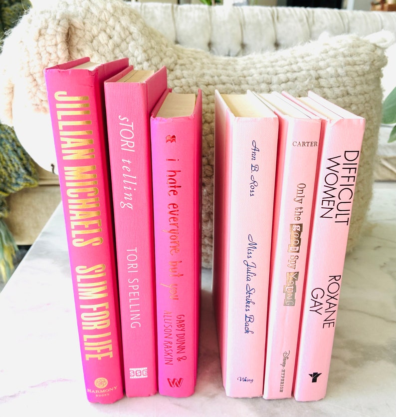 PALE or SHOCKING PINK Decorative Books Pick One Set of 3 Pale Pink: or a 3 Book Stack of Shocking Pink Books For Your Bookshelf Decor image 9