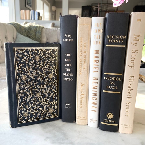 DECORATIVE 5 BOOK SET Black/tan/white Decorative Book Bundle Etsy