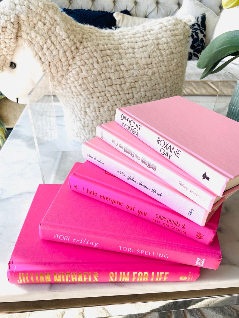 PALE or SHOCKING PINK Decorative Books Pick One Set of 3 Pale Pink: or a 3 Book Stack of Shocking Pink Books For Your Bookshelf Decor image 10