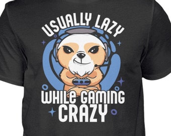 Lustiges Gaming Faultier. Gaming Shirt mit dem lustigen Spruch " Normalerweise faul. Beim Zocken verrückt. " - Herren Shirt