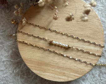 Bracelet /collier acier inoxydable avec perle d’eau douce