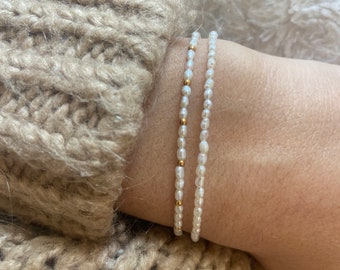 Bracelet ajustable perle d’eau douce et perle acier