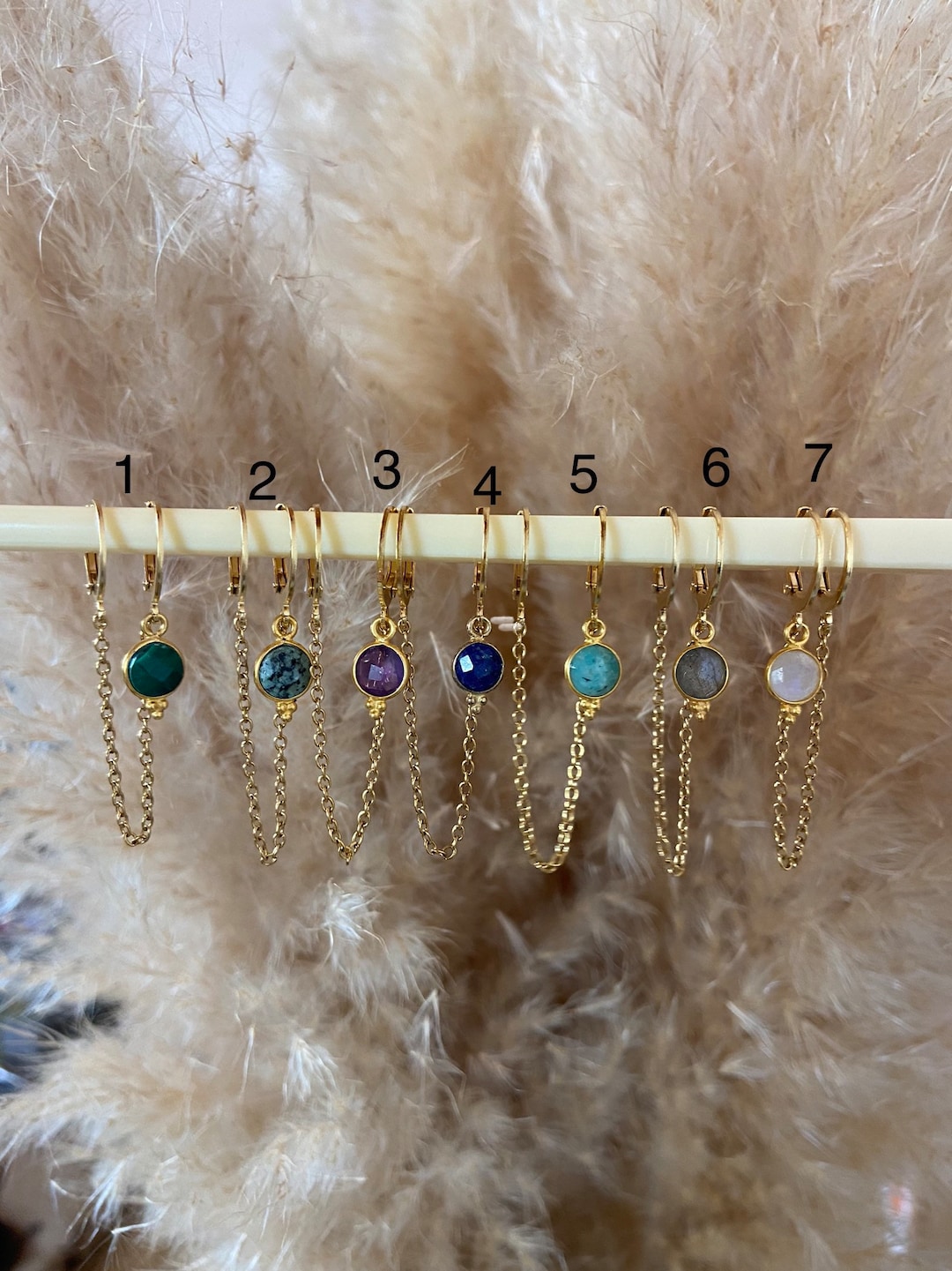 Boucles D'oreilles Pierre Et Cristal Noir Sur Métal Doré - Neuf Avec étiquettes, Sans Marque
