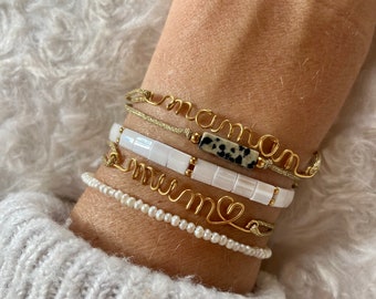 Bracciale con scritta mamma o mamma in acciaio inox