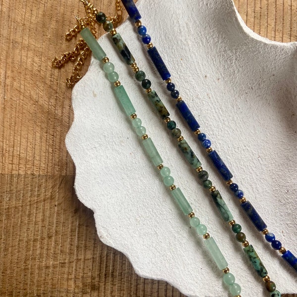 Adjustable bracelet lapis lazuli / aventurine / african turquoise