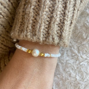 Bracelet perle nacre heishi ajustable image 8