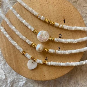 Bracelet perle nacre heishi ajustable image 2