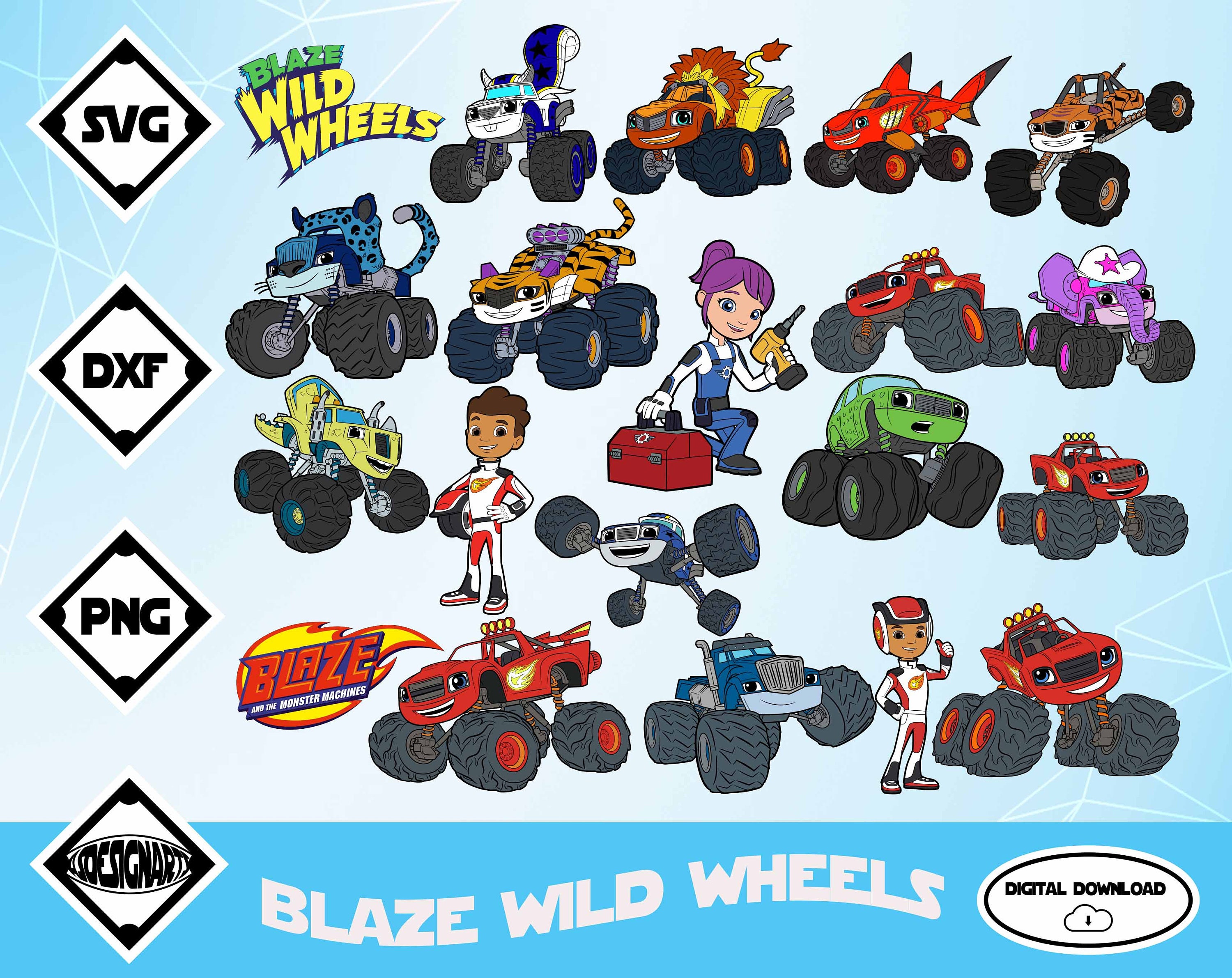 Blaze Wild Wheels svg Blaze Wild Wheels Clipart Blaze Wild | Etsy
