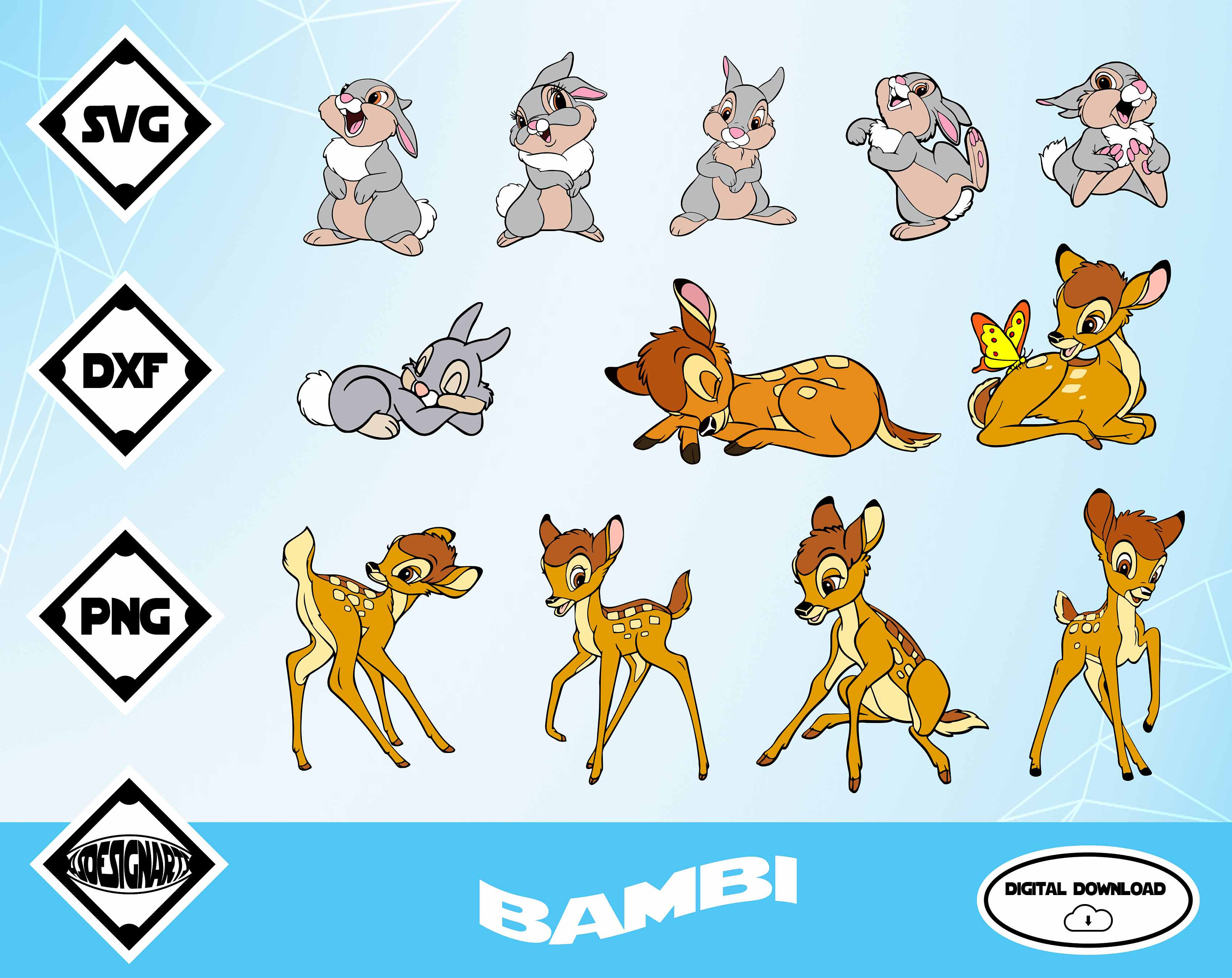 Bambi svg Bambi Clipart Thumper Svg Thumper clipart Png | Etsy