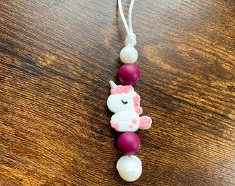 Zipper Pull Bag Charm Unicorn Zipper Charm Kids Zipper Helper Pink and White Key Chain Accessory