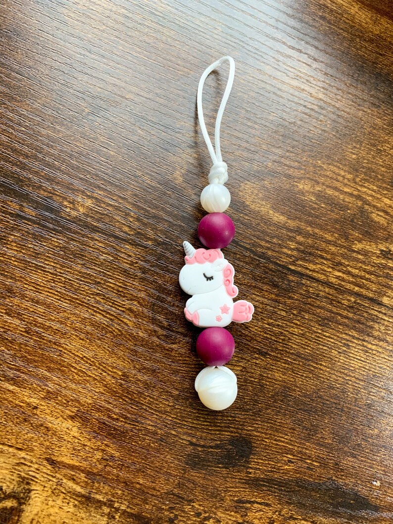 Zipper Pull Bag Charm Unicorn Zipper Charm Kids Zipper Helper Pink and White Key Chain Accessory