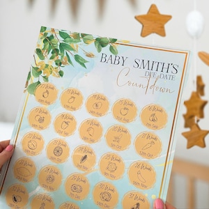 Compte à rebours personnalisé taille bébé grossesse, suivi de la date d'accouchement, cadeau femme enceinte, cadeau grossesse, semaines de grossesse