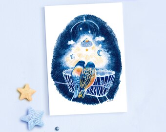 Carte de naissance, faire part illustration crayons de couleur impression mate carte A6 bienvenue bébé annoncer une naissance