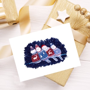 Carte de Noël, carte oiseaux mignons, carte illustration oiseaux, carte postale, pull joyeux Noël, carte joyeuses fêtes, carte illustrée image 4