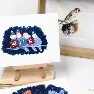 Carte de Noël, carte oiseaux mignons, carte illustration oiseaux, carte postale, pull joyeux Noël, carte joyeuses fêtes, carte illustrée image 7