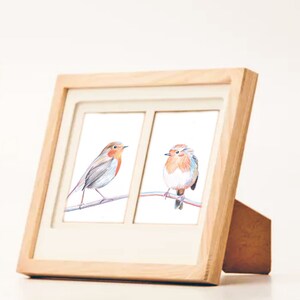 Cartes postales rouge-gorges lot de 2 cartes illustration crayons de couleur duo oiseaux amoureux impression mate 画像 7