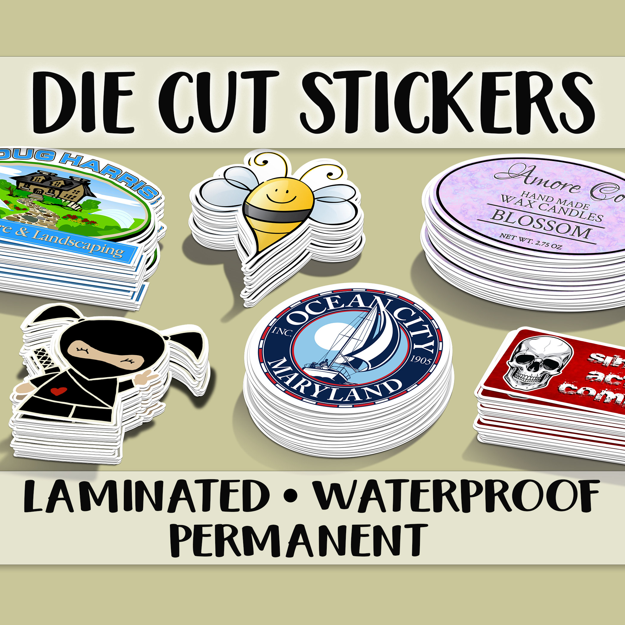 Custom Die-Cut Stickers in Six Premium Materials for Brand