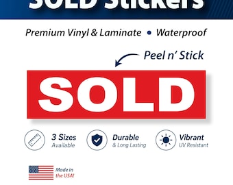 SOLD Stickers | Real Estate Sign Stickers | Weatherproof Vinyl | UV Lamination