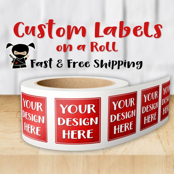Custom Labels on a Roll, Gloss Lamination - Your Logo or Design - Pick Your Size and Shape