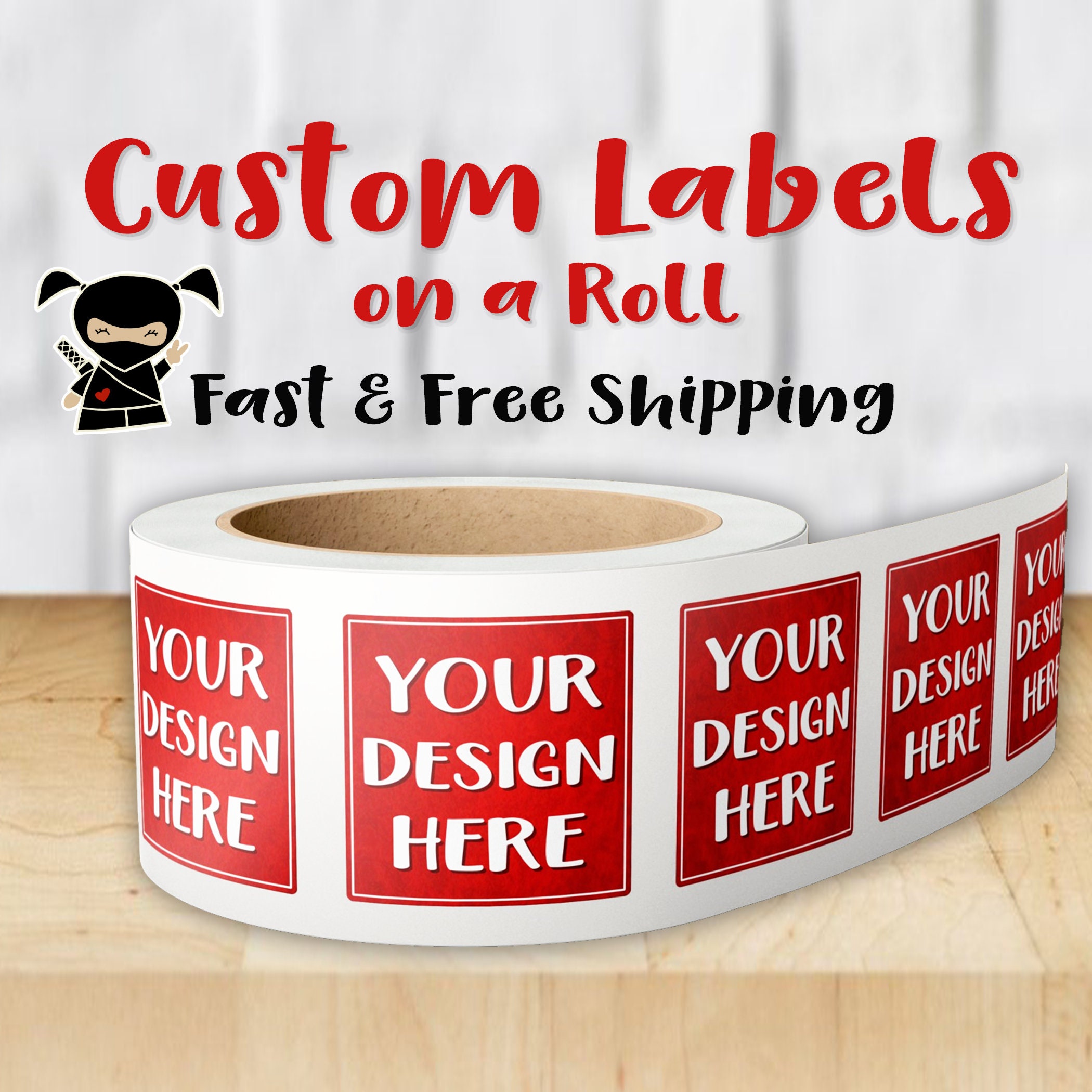 Custom Labels on a Roll | Gloss or Matte Lamination | Your Logo or Design | Pick Your Size and Shape