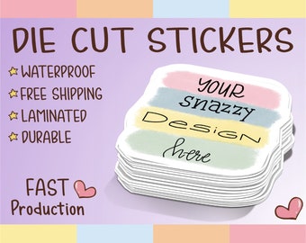 Custom Stickers, Premium Vinyl Waterproof Stickers + UV Gloss or Matte Lamination. Your Design/Artwork. We cut to any Shape.
