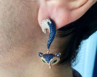 Silver Fox Earrings, Animal Jewelry For Women, Fox Earrings Stud Earrings For Her, Gift Animal Handmade Jewelry Earrings