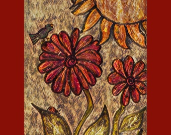 Whimsical floral print on Gallery quality  acid-free gilcee matte paper.