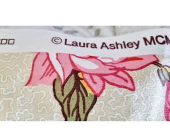 Vintage Laura Ashley Floral Fabric Screen Printed Brown Floral Discontinued