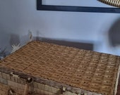 Vintage Suitcase Rattan Wicker Woven Basket Case Storage- Medium