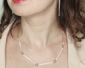 Unique minimal glass necklace, collar necklace, borosilicate glass, chain necklace, wedding necklace, minimalist necklace, elegant necklace