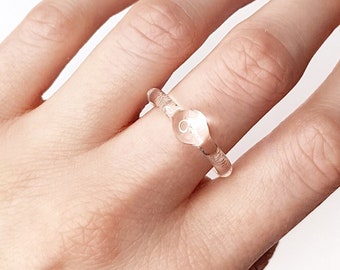 Anello di vetro trasparente con punto, anello di vetro a lume, anello minimalista, unisex, anello elegante, lume, vetro borosilicato, anello da cocktail,