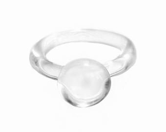 Glass ball ring, ball ring, large and impressive ring, glass ball ring, lampwork ring, borosilicate glass, minimalistic and simple, elegant