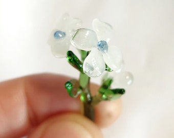 Tiny glass bouquet of flowers, glass sculpture, Handmade lampwork art, Unique gift for friend or for loved ones, Handcrafted forget-me-not