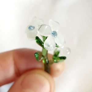 Tiny glass bouquet of flowers, glass sculpture, Handmade lampwork art, Unique gift for friend or for loved ones, Handcrafted forget-me-not