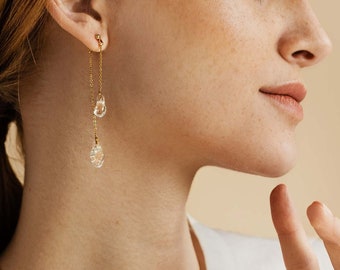 Clear glass earrings, irregular glass drops, lampwork, borosilicate glass, bridal earrings, glass teardrop earrings, aestetic glass earrings