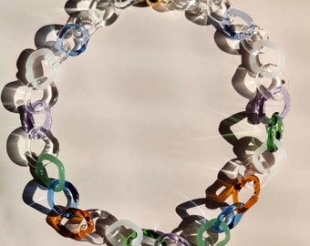 Irregular chain necklace made of colored glass, statement necklace, mermaid necklace, contemporary collar necklace, one of a kind jewelry